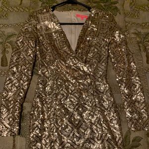 Gold sequin fitted dress